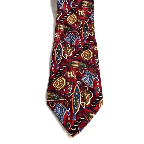 Vintage Men's Abstract Print 100% Silk Tie By Essentia - Picture 4 of 11